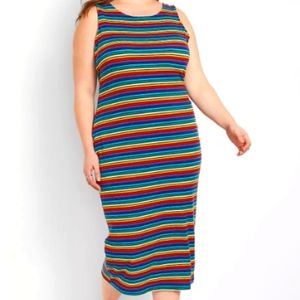 Lane Bryant bodycon rainbow striped dress size 10/12